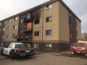 Edmonton Fire Rescue Services received a 911 call to respond to a blaze at the 30-suite apartment building at 10625 122 St. at 4:58 a.m.