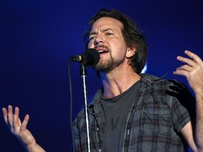 In this Sept. 26, 2015, file photo, Eddie Vedder, of Pearl Jam, performs at the Global Citizen Festival in Central Park in New York.  (Photo by Greg Allen/Invision/AP, File)