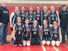 The Oxford Attack under-17 juvenile girls' basketball team won silver at the Brantford Briers Ontario Basketball Association sanctioned tournament. (Submitted photo)