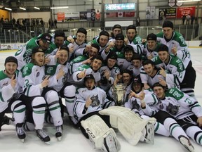 The Terriers celebrated with the Turnbull Cup for the second straight year on Tuesday, two nights after their 31-game winning streak was snapped by the Steinbach Pistons.