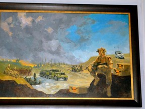 To commemorate their 150th anniversary, the 31 Combat Engineer Regiment (The Elgins) had this painting commissioned and unveiled on January 1 of this year.
Entitled Duty First, it depicts their history from formation in what is now Athletic Park (at left) through the First and Second World War up to duty in Afghanistan (forefront at right). A parade will be held to celebrate their their sesquicentennial this Saturday.