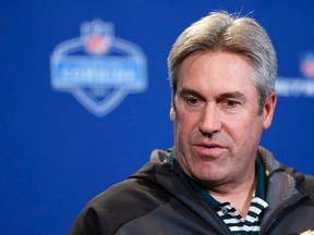 In this Feb. 24, 2016, file photo, Philadelphia Eagles head coach Doug Pederson speaks during a press conference at the NFL scouting combine in Indianapolis. (AP Photo/Michael Conroy, File)