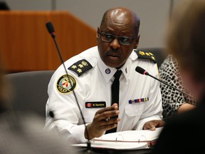 Toronto Police Chief Mark Saunders at the Toronto Police Services Board meeting at police headquarters on Wednesday, April 20, 2016. (Jack Boland/Toronto Sun)