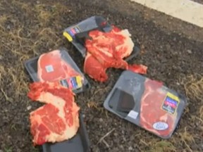 Police in east Texas say a man stole steaks from a Walmart before leading authorities on a lengthy high-speed chase. (AP video screengrab)
