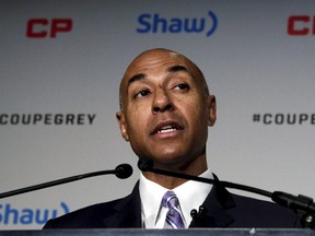 Canadian Football League Commissioner Jeffrey Orridge speaks at a news conference ahead of the CFL 103rd Grey Cup championship football game in Winnipeg on Nov. 27, 2015. (REUTERS/Lyle Stafford)