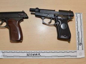 Pellet guns seized by Kingston Police on Wednesday. Supplied Photo