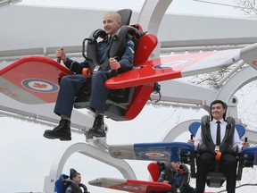 Canadian Air Cadets, 724 Midland Lions take the first flight on the latest addition to Canada's Wonderland, called Skyhawk, Thursday April 21, 2016. (Veronica Henri/Toronto Sun)