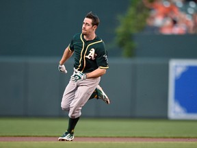 Athletics’ outfielder Billy Burns leads his team with a .310 batting average and a .793 on-base percentage. (AP/PHOTO)