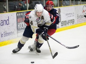 The Spruce Grove Saints traill the Brooks Bandits three games to one in the AJHL final, which sees Game 5 in Spruce Grove Friday night. (David Bloom)