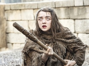 This image released by HBO shows Maisie Williams as Arya Stark in a scene from, "Game of Thrones."