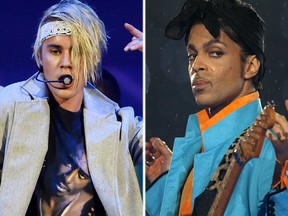 Justin Bieber and Prince (AP/Reuters file photos)
