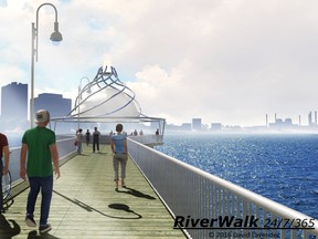 Submitted photo
Sarnia architect David Lavender has designed a project proposed for the Point Lands he has named Riverwalk. It would see a public walkway created that extends into the St. Clair River. Submitted Photo