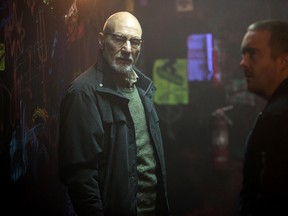 This image released by A24 Films shows Patrick Stewarrt in a scene from, "Green Room."