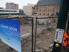Condominiums are being built on this site at the north-west corner of Talbot St. and Dufferin Ave in London, Ont. on Thursday April 21, 2016. (DEREK RUTTAN, The London Free Press)