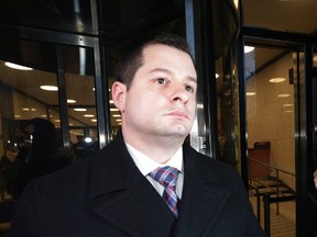 Const. James Forcillo leaves the courthouse after being found guilty of attempted murder in the 2013 shooting death of Sammy Yatim on January 25, 2016 in Toronto. (Craig Robertson/Postmedia Network)