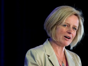 Alberta Premier Rachel Notley speaks at the 21st Scholarship Luncheon at Bow Valley College in Calgary, Alta., on Friday April 22, 2016. (Leah Hennel/Postmedia Network)