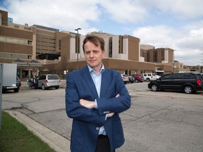 Jeff Yurek MPP for Elgin-Middlesex-London in front of the Victoria Hospital in London, Ont. on Friday April 22, 2016. (DEREK RUTTAN, The London Free Press)