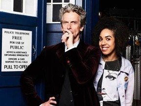 Peter Capaldi as Doctor Who and Pearl Mackie as his new companion Bill.