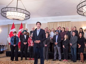 Prime Minister Justin Trudeau holds a media availability during a cabinet retreat at the Algonquin Resort in St. Andrews, N.B. on Monday, Jan. 18, 2016. The federal Liberals are working on their plans for the year including their upcoming budget. (CANADIAN PRESS/Andrew Vaughan)