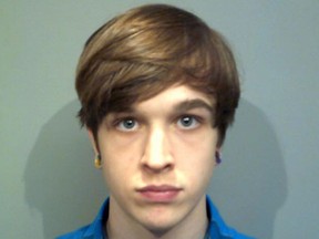 Sean Taylor Morkys is seen after arrest by the Connecticut State Police Office of Counter Terrorism on April 23, 2016. A 20-year-old Connecticut man was arrested on Saturday for threatening on Twitter to bomb a rally for Republican presidential candidate Donald Trump, authorities said. (Courtesy of Connecticut State Police/Handout via REUTERS )