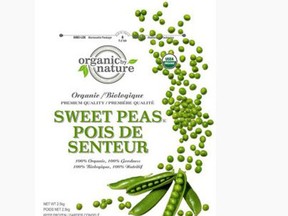 Organic by Nature frozen peas sold in Western Canada was recalled by Costco Canada on Saturday.