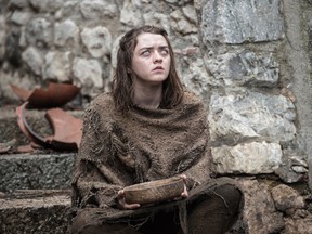 This image released by HBO shows Maisie Williams as Arya Stark in a scene from, "Game of Thrones," premiering its sixth season on Sunday at 9 p.m. (Macall B. Polay/HBO via AP)
