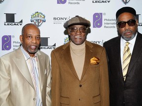 In this Feb. 6, 2008, file photo, Leon A. Huff, cofounder and vice chairman of Philadelphia International Records, left, singer Billy Paul, center,  and Kenneth Gamble, arrive at "A Special Evening of Conversation Insight and Music" in Los Angeles. Billy Paul, the soul singer best known for the No. 1 hit ballad “Me and Mrs. Jones,” has died. Paul’s co-manager, Beverly Gay, told The Associated Press that Paul died Sunday, April 24, 2016, at his home in Blackwood, N.J. (AP Photo/Earl Gibson III, File)