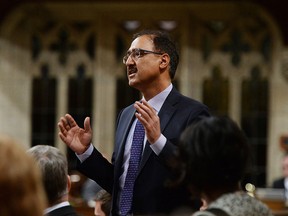 Infrastructure and Communities Minister Amarjeet Sohi responds to a question during question period in the House of Commons on Parliament Hill in Ottawa on Wednesday, April 15, 2016. THE CANADIAN PRESS/Sean Kilpatrick