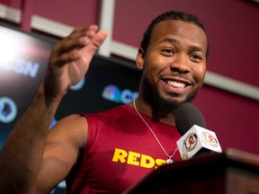 Washington Redskins’ newly signed cornerback Josh Norman, speaks during a news conference at Redskins Park in Ashburn, Va., Monday, April 25, 2016. (AP Photo/Manuel Balce Ceneta)