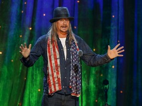 Kid Rock inducts rock band Cheap Trick at the 31st annual Rock and Roll Hall of Fame Induction Ceremony at the Barclays Center in Brooklyn, New York April 8, 2016. REUTERS/Eduardo Munoz