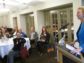 Sarnia-Lambton MP Marilyn Gladu speaks to a breakfast gathering of the Sarnia-Lambton Chamber of Commerce on Tuesday April 26, 2016 in Sarnia, Ont. (Paul Morden, The Observer)