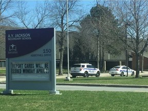A 14-year-old boy was stabbed in the lower back near a Kanata high school Tuesday afternoon. Police received the call just after 1 p.m. after a student at A.Y. Jackson Secondary School came into the school with the stab wound. Police say the student's injuries are minor. WAYNE CUDDINGTON