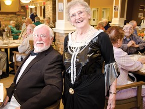 Ed Lindsell, left, and Joyce McFarland stunned residents in their dinner-wear for the resident’s choice evening. | Caitlin Clow photos/Pincher Creek Echo