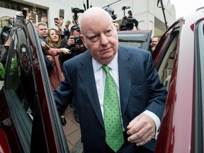 Sen. Mike Duffy leaves the courthouseafter being acquitted on all charges, Thursday, April 21, 2016 in Ottawa. JUSTIN TANG / THE CANADIAN PRESS