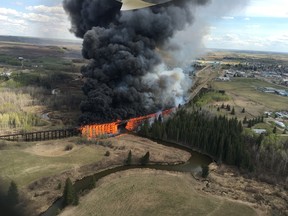 A trestle bridge has collapsed after a fire near Mayerthorpe on Tuesday afternoon.
