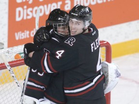 Haydn Fkleury, shown here in the Rebels' series against the Hitmen, scored a goal against the Wheat Kings in Tuesday's game. (Jim Wells)