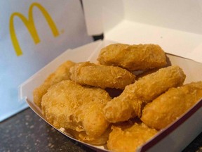 A McDonald's 10 piece chicken McNuggets is photographed at the Times Square location in New York March 4, 2015. 
REUTERS/Shannon Stapleton