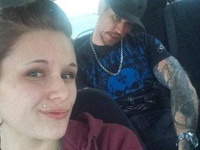 Justin Goodhand, 28, and Samantha Dawe, 18, are charged with robbery following a road rage incident in Medicine Hat. Goodhand faces additional counts of kidnapping, assault, uttering threats to cause bodily harm, dangerous driving, breach of recognizance and breach of probation. (Facebook)