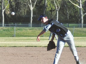 Jarod Massey delivers a pitch April 20 during County Central High School’s game against Pincher Creek’s St. Michael’s School at the Virginia Mitchell Memorial Park.  CCHS ended up losing 15-3. Stephen Tipper Vulcan Advocate