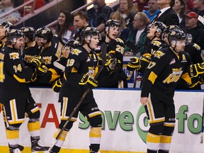 Wheat Kings forward John Quenneville, No. 17, had a goal and an assist in Wednesday's win over the Red Deer Rebels. (Ian Kucerak)