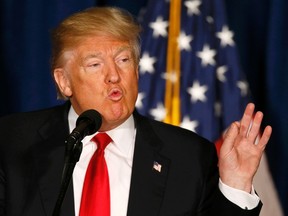 Republican U.S. presidential candidate Donald Trump delivers a foreign policy speech at the Mayflower Hotel in Washington, on April 27, 2016. (REUTERS/Jim Bourg)