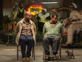 This image released by Warner Bros. Entertainment shows Keegan-Michael Key, left, and Jordan Peele in a scene from "Keanu."