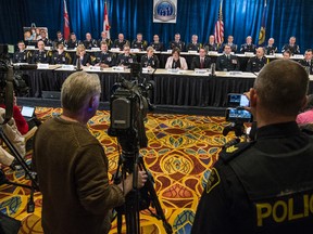 Police announce at a news conference Thursday that they laid 274 charges in a sweeping investigation targeting the exploitation of children online. (Postmedia Network)