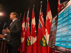 PC MPP Monte McNaughton slams the Wynne government for a lack of transparency with respect to loans and grants to Liberal supporters at Queens Park in Toronto, Ont. on Thursday April 28, 2016. Stan Behal/Toronto Sun/Postmedia Network