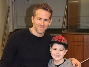 Canadian-born actor Ryan Reynolds with Edmonton's Connor 'Bubba' McGrath.