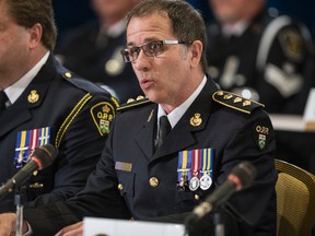 Chief Superintendent Don Bell (OPP) speaks at the OPP press conference about a massive investigation targeting online child exploitation on Thursday April 28, 2016. Craig Robertson/Toronto Sun/Postmedia Network