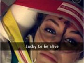 Christal McGee's Snapchat after the crash. (Snapchat)