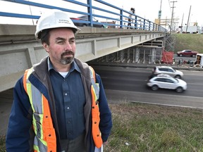 Allan Bartman, supervisor transportation infrastructure next to the 50 Street bridge over Sherwood Park Freeway which is getting rehabilitation work done on the overpass which will impact traffic beginning the night of April 29th in Edmonton, April 29, 2016. (ED KAISER/PHOTOGRAPHER)