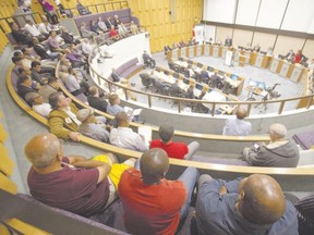 Dozens of cab drivers watched from the council chamber gallery as London city councillors debated the Uber issue in September. The debate hasn?t died down. (London Free Press file photo)
