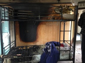 Fire damage at the Women's Emergency Accommodation Centre in downtown Edmonton following an alleged arson Tuesday night